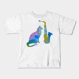 Cat With Saxophone Kids T-Shirt